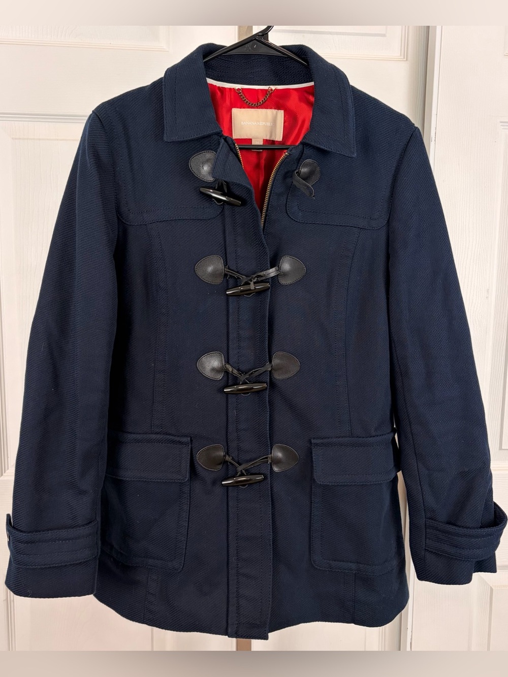 Banana Republic Navy Blue Toggle Coat *flawed*